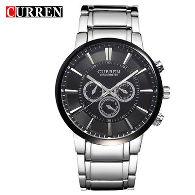 

8001 Curren Big Dial Retro Design Business Male Clock Fashion Steel stainless Men Watch Quartz Wristwatch