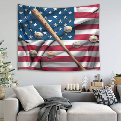 

Gobestart American Flag Baseball Tapestry Photography Background Wall Decoration