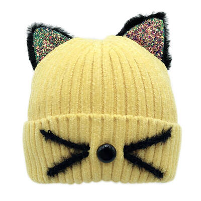 

Baby Newborn caps Winter Warm Hat Toddler Baby Boys Girls Cartoon Cat Knitting Caps Kids Headwrap Ear Warmer