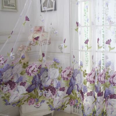 

Flower Tulle Door Window Curtain Drape Panel Sheer Scarf Valances Drapes In Living Room Home Decor Sheer Voile Valances