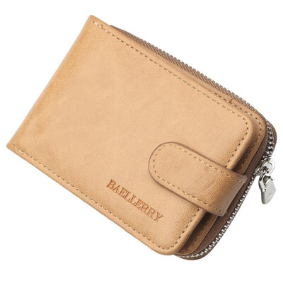 

Men Wallet Baellerry PU Leather Solid Short Foldable Large Capacity Multifunction Simple Business Money Clip