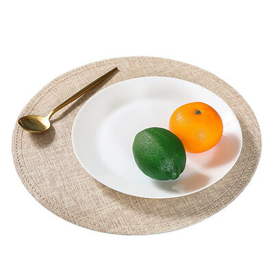 

Round Shape Solid Color PU Western Food Mat Heat Waterproof Oil proof Insulation Decorative Table Mat Coasters