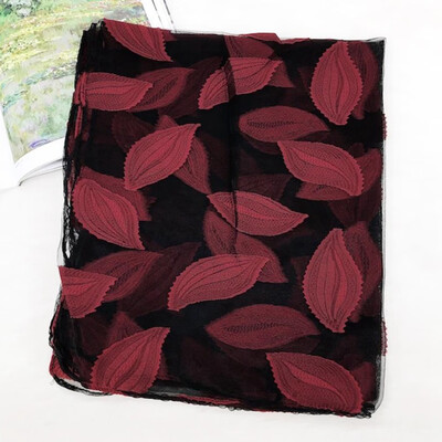 

1Pc Fashion Design Leafs Embroidered Organza Scarves And Shawls Scarf For Women