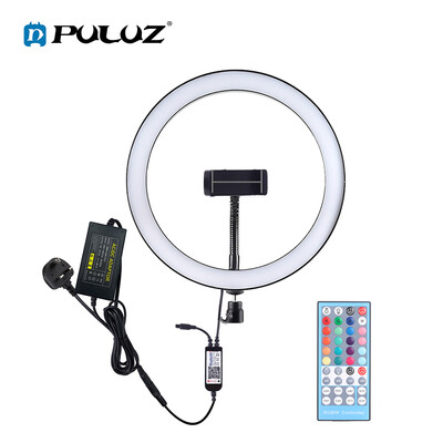 

PULUZ LEDs Video Ring Light BT Connection Remote Control Brightness Adjustment Built-in Batterys for Network Broadcast Selfie Faci