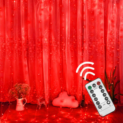 

Gobestart Curtain Stripe Lights 300LED 8 Modes Remote Control Fairy String Lights Decora