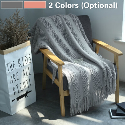 

Willstar 2019 New Wool Woven Knit Tassel Plain Blanket Home Sofa Bed Throw Settee Covers Blanket