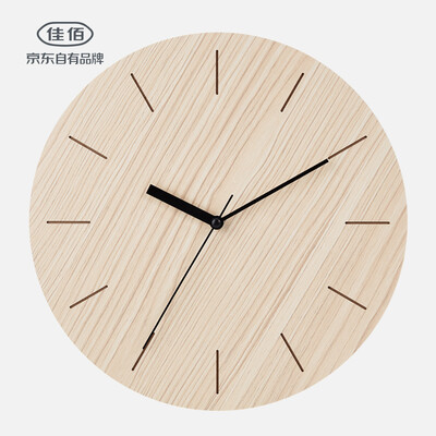 

Jia Hao Nordic simple wooden carved clocks 12 inches creative personality fashion living room study bedroom wall clock mute quartz clock