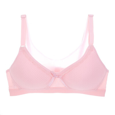 

1pc Teen Girls Underwear Soft Padded Cotton Soild Triangle Plaid Comfort Mesh Bra for Young Girls Small Training Bra