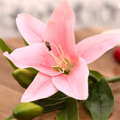 

36cm Real Touch Lily Flowers Latex Artificial 3 heads Artificial Flowers Bouquets new House Home Wedding Festival Decoration