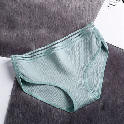 

Women Vertical Striped Cotton Panties Female Mid Waist Breathable Briefs Solid Elastic Crotch Lingerie Intimates Underwear