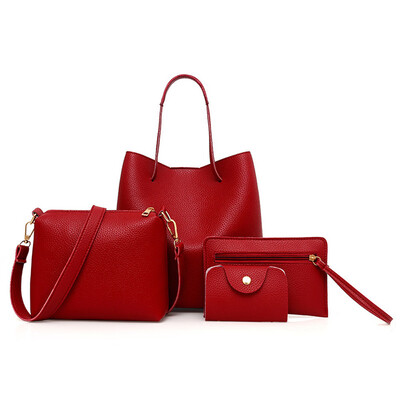 

Gobestart 4Pcs Women Pattern Leather HandbagCrossbody BagMessenger BagCard Package