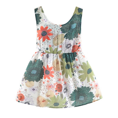 

Hot New Summer Korean Version of the Girls Dress Cotton Print Dress Girl Vacation Childrens Dress Comfortable To Dress