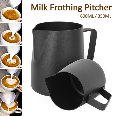 

350ml600ml Non Stick Teflon Stainless Steel Coffee Milk Jug Stainless Steel Teflon Sparkling Milk Jug for Barista Set