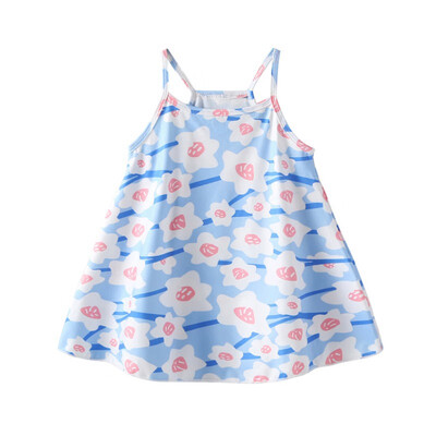 

Summer Casual Baby Girls Floral Pattern Strap Dress Cotton Kids Toddler Sleeveless Pageant Kids Sundress 1-4Years