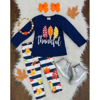 

US Toddler Kid Baby Girl Thanksgiving Clothes T-shirt Top Pants Outfit Tracksuit