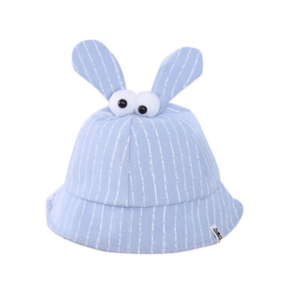 

Summer Baby Boys Girls Toddler Eyes Striped Print Bucket Hats With Ear Design Caps Reversible Sun Headwear