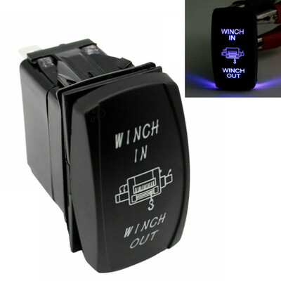 

Winch IN OUT Switch Blue LED Laser Rocker For Jeep Polaris UTV Truck Boat 7Pin