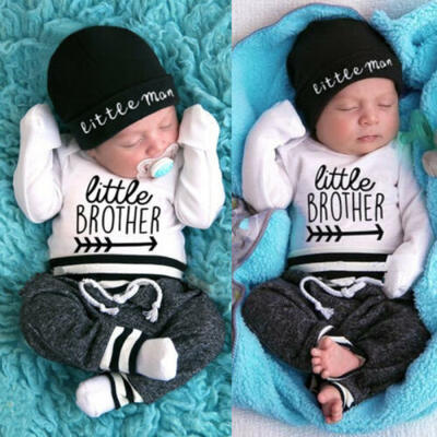 

Infant Baby Boys Little Brother Long Sleeve Set Romper Pants Outfit Set Clothes