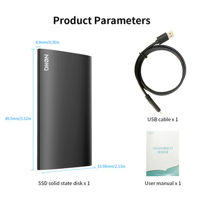 

NEWQ SSD Type-C 31 Solid State Disk Portable Hard Disk 128G SSD Metal Shell for AndroidWindowsMac Black