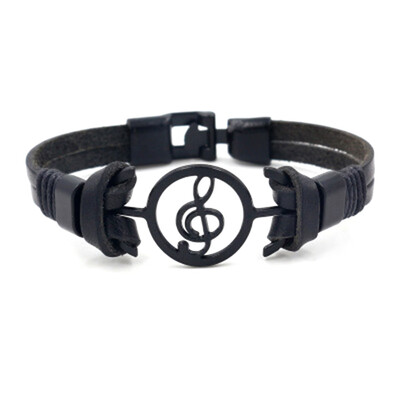 

Vintage BraceletLeather Music Note Infinity Punk Statement c New Fashion Jewelry