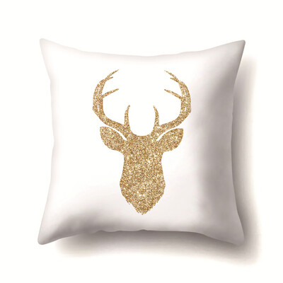 

18x18" Gold Christmas Elk Pillowcases Cushion Cover Car Sofa Bedding Home Decor