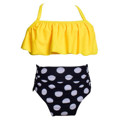 

Polka Dot Briefs Kid Girls Swimsuit Bikini Set Infant Baby Swimwear Children Clothing Straps Solid Tops Summer Clothing