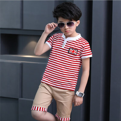 

Summer Kids Boys Short Sleeve Striped Print Tops Blouse ShirtsShorts Children Casual Outfits Sets