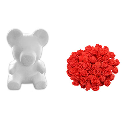 

2335cm Foam Bear Fake Rose Modeling DIY Craft Holiday Party Decor Supplies Gift