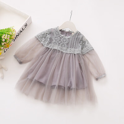 

New Lace Girl Clothing Princess Dress Kid Baby Party Long Sleeve Mesh Dress Formal Cute Dresses Clothes Baby Girls