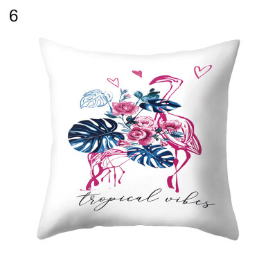 

Fashion Flamingo Flower Pillow Case Cushion Cover Home Office Cafe Decoration