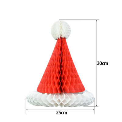 

1Pc DIY Christmas Tree Hat Snowman Paper Honeycomb Ball Christmas Party Decorations Xmas Pendant Drop Ornaments