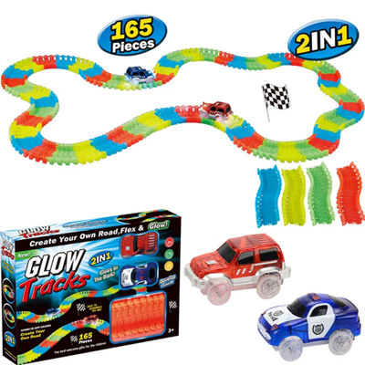 

Kids Toy DIY Railway Magical Glowing Flexible Track Car Toys Children Racing Bend Rail Track Led Electronic Flash Light Car Toy
