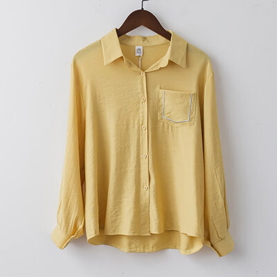 

Sunscreen Shirt Loose Casual Solid Color Single-breasted Blouse Fashion Sweet Womens Long-sleeved Female Shirt