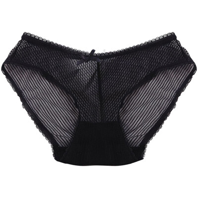 

Women Underwear Sexy Panties mesh Transparent Lace Thongs Ultra-thin Sexy Bragas Women Soft Briefs Bow Panty Hot Sale