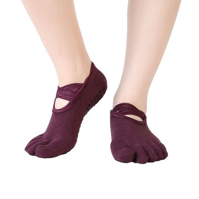 

1 Pair New Professional Yoga Toe Socks Cotton Women Halter Stealth Boat Socks Non Slip Tape Pilates Socks