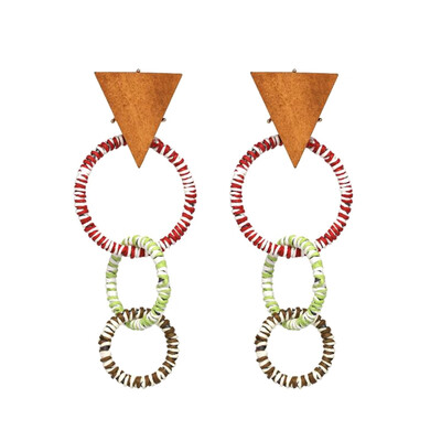 

Fashion Accessories Retro Personality Geometric Triangle Circle Earrings Multi-layer Long Earrings for Woman