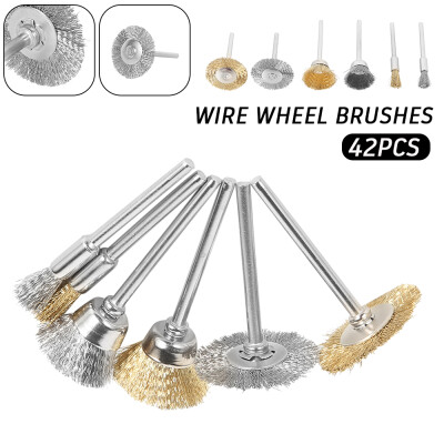 

42Pcs Mini Wire Brush Brushes Brass Cup Wheel for Grinder or Drill