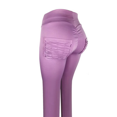 

Women New Solid Black Purple Dark Blue Gray High Waist Sports Pants Pocket High Waist Hip Sports Casual Elastic Waist Pant