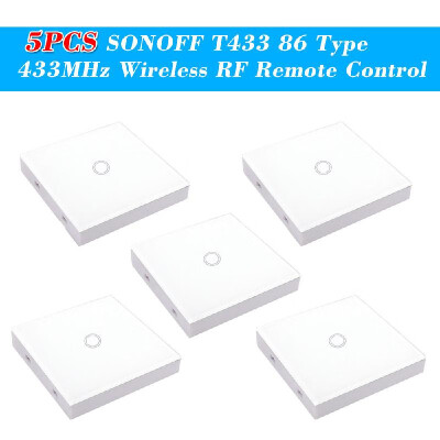 

5PCS SONOFF T433 86 Type Luxury Wall Touch Panel Sticky 433MHz Wireless RF Remote Control Transmitter Automation Modules 1 Gang Su