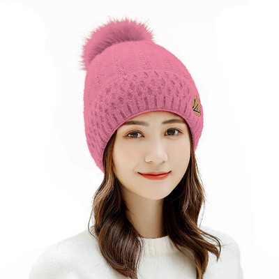 

2019 autumn&winter hat womens hair ball hair wool hat tide hundred han version of the warm hat maple hair knitted hat