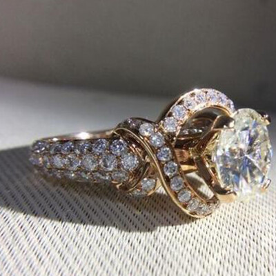 

Explosion Sweet Group Of Zircon Gold-plated Rings Elegant Zircon Ring Jewelry