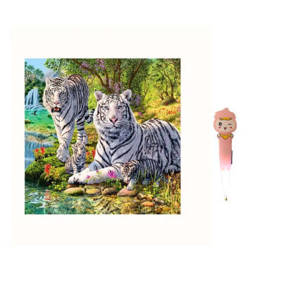 

5D DIY White Tigers Crystal Diamond Painting Animal Rhinestone Embroidery Scenery Needlework Picture Family Home Cross Stitch