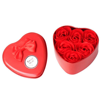 

6Pcs Scented Rose Petal Gift Heart Shape Box Bath Body Soap Flower Gift Wedding Party Favor