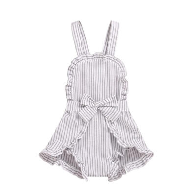 

Infant Baby Sleeveless Bodysuit Kids Girls Striped Print Jumpsuit Backless Overalls Newborn Clothes 1-5T