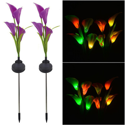

Gobestart Solar Garden Lights Multi-Color Calla lily Flower Light Outdoor Decoration 2Pcs