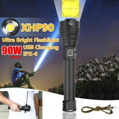 

Newest XHP90 Outdoor 90W Hunting High Power LED Flashlight Telescopic Zoom USB Charging 26650 Ultra Bright Camping Tactical Torch