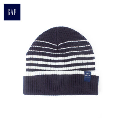 

GAP flagship store boy earmuffs knitted wool hat children warm warm head round hat 304711 navy blue stripes S M