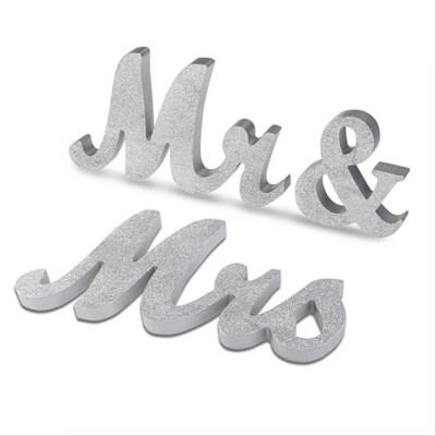 

3pcsset mr mrs wedding Wooden Signs DIY Party Decoration Gold Powder MR & MRS Letter Ornaments