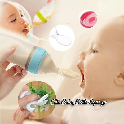 

Gobestart Baby Bottle Crowd Training Silicone Bottle Spoonfood Supplement Bottl