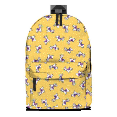 

New Customized Design Alpaca Printed Women Girl Oxford Cloth Backpack Travel Laptop Backpack Student Teenager School Shoulder Bag